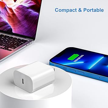 20Watt Iphone Original Power Adapter Compatible with iPhone 14/13/ 12/11/ XS/XR/X/ 8 /iPad,