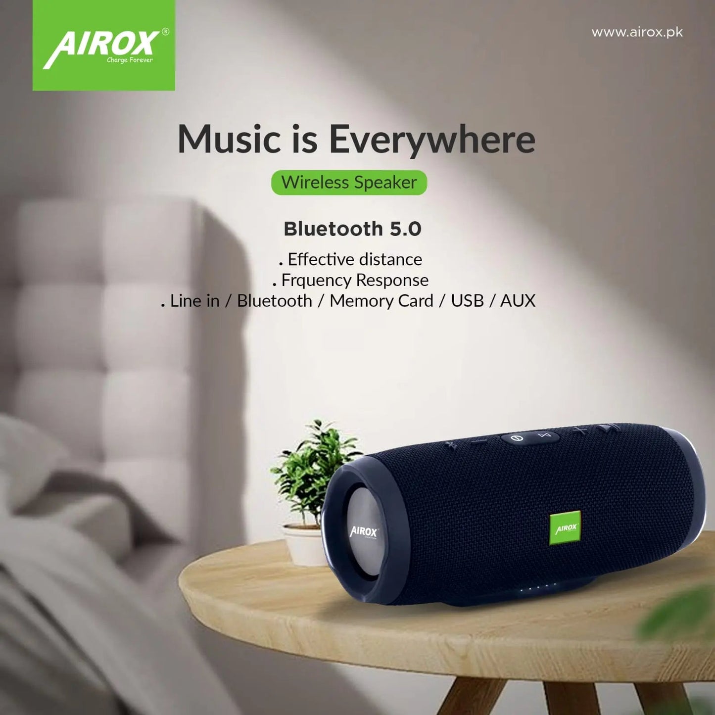 Airox Wireless Bluetooth Mp3 Speaker Woofer Portable Mobile Call Light Speaker Outdoor